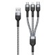 DUX DUCIS DUZZONA A3-01 3-IN-1 Data Cable USB to Micro+iP+Type-C 1.3M Black-Grey